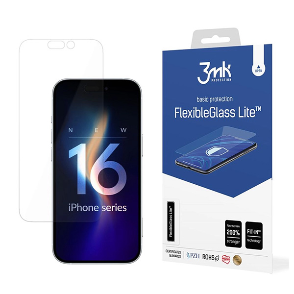 3MK FlexibleGlass Lite iPhone 16 Plus 6.7″ hibridinis stiklas Lite aprašymas - Prekės nuotrauka