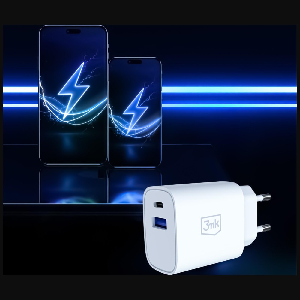 3mk FlowPower 25W 1A1C PD QC4+ balta aprašymas - Prekės nuotrauka 3mk FlowPower 25W 1A1C PD QC4+ balta aprašymas - Prekės nuotrauka