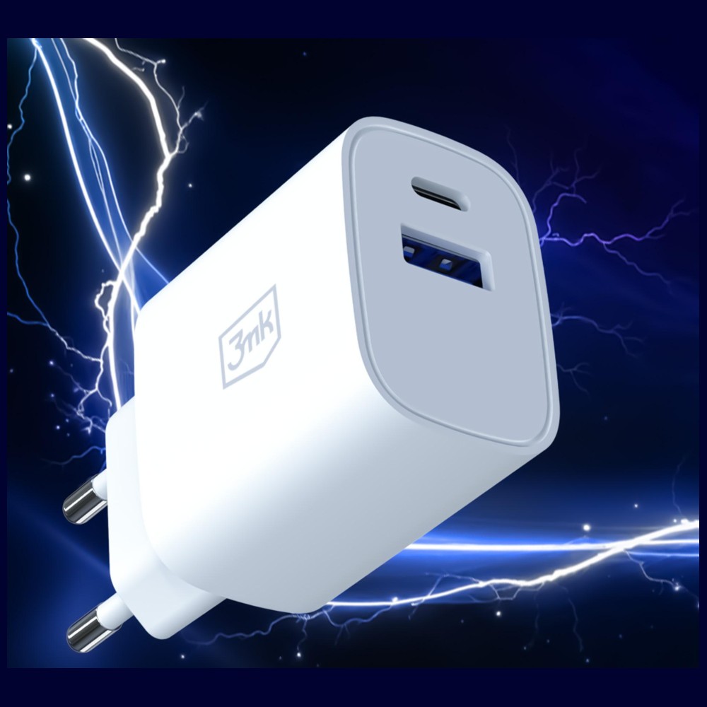 3mk FlowPower 30W 1A1C PD 3.0 QC4+ balta aprašymas - Prekės nuotrauka
