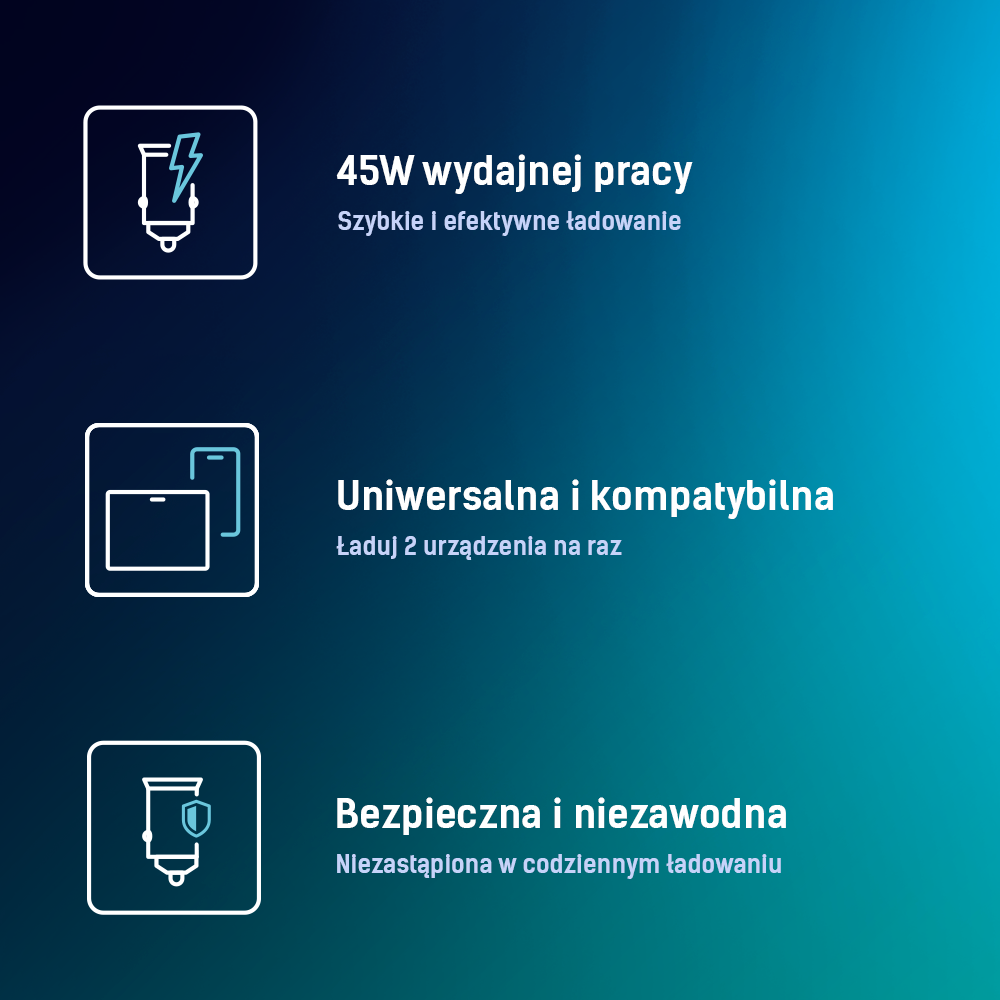 3MK Hyper automobilinis įkroviklis 45W automobilinis įkroviklis 1xUSB-A + 1xUSB-C aprašymas - Prekės nuotrauka