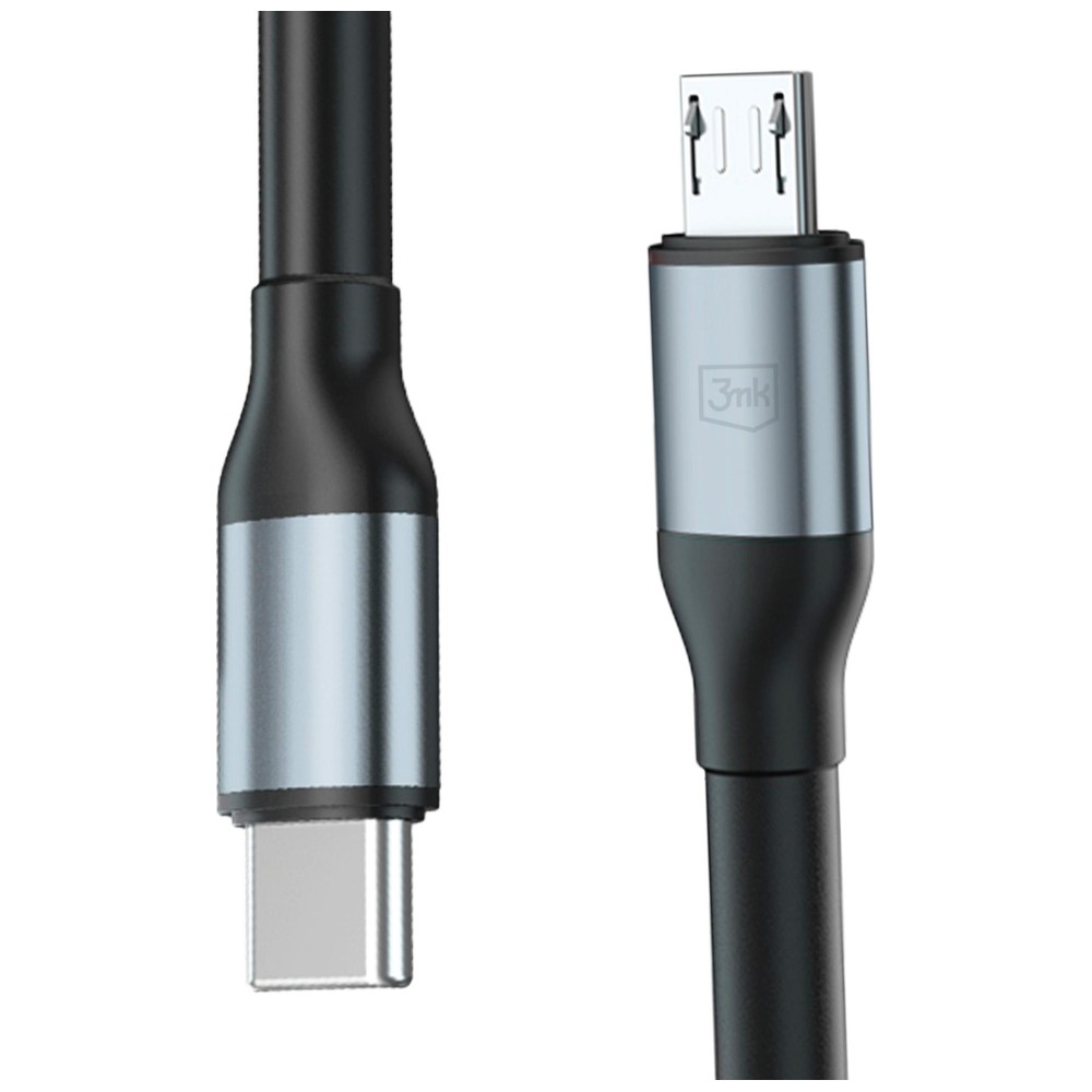 3mk Hyper Cable N-SERIES USB-C to Micro 3m QC 3.0 5V/2A 10W Juodas aprašymas - Prekės nuotrauka