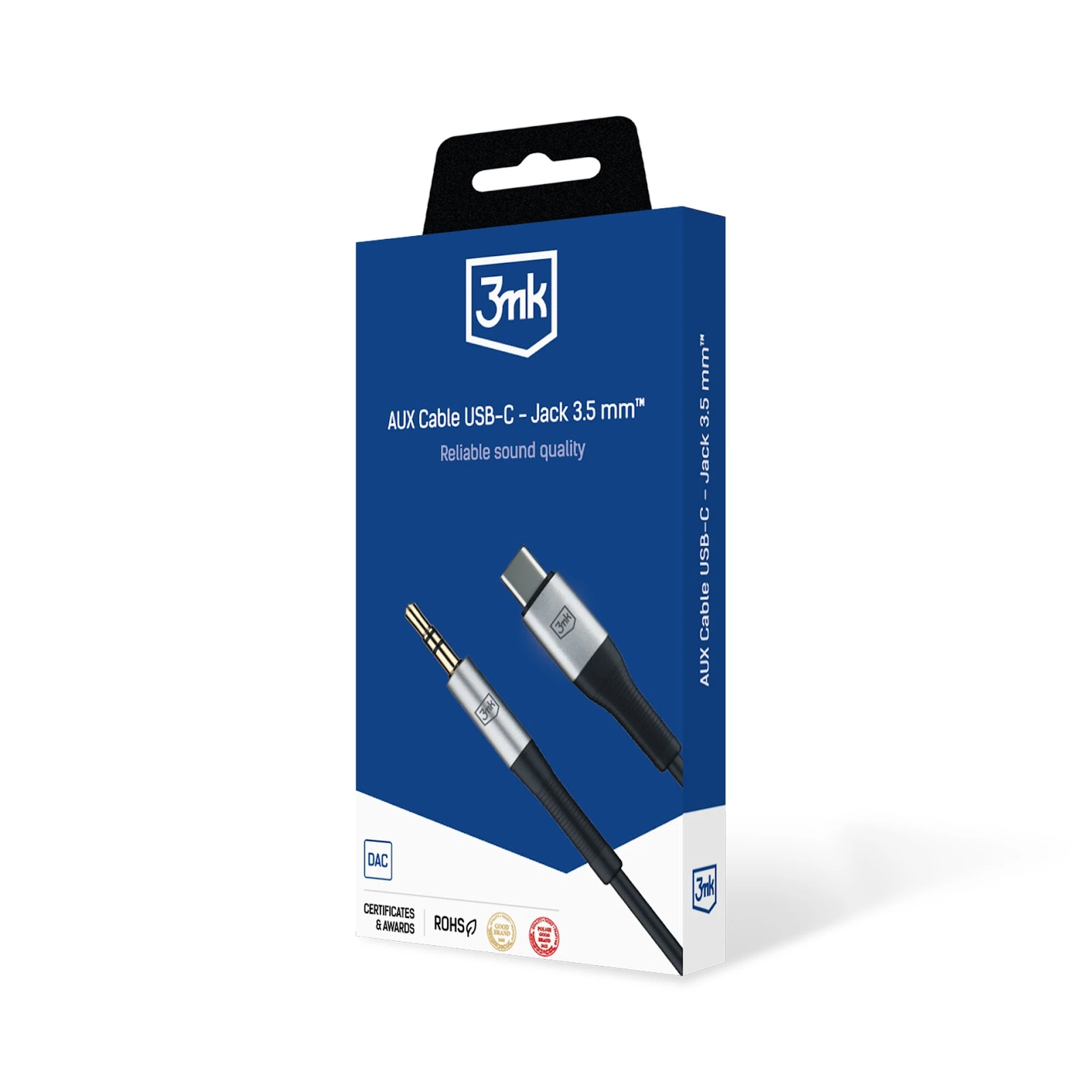 3MK kabelis AUX USB-C - Jack 3,5 mm 1m aprašymas - Prekės nuotrauka