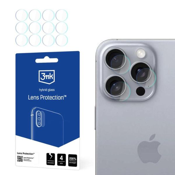 3MK Lens Protect iPhone 16 Pro Max 6.9″ apsauginis stikliukas kamerai 4 vnt. aprašymas - Prekės nuotrauka