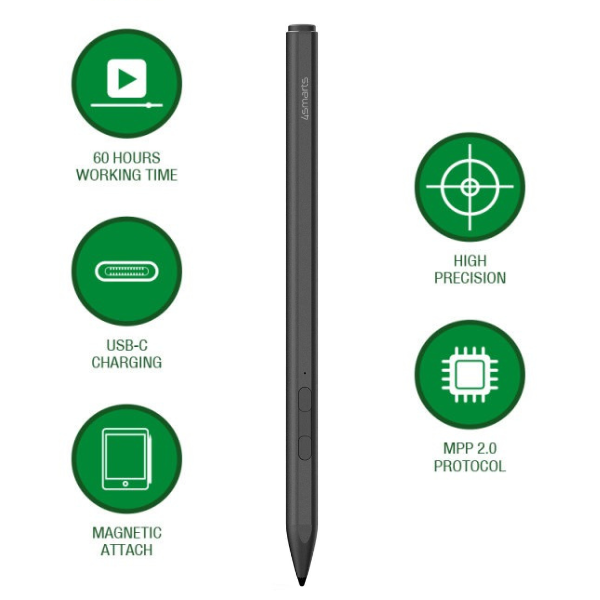 4smarts Active Stylus Pen MPP rašiklis, skirtas Surface, juodas aprašymas - Prekės nuotrauka