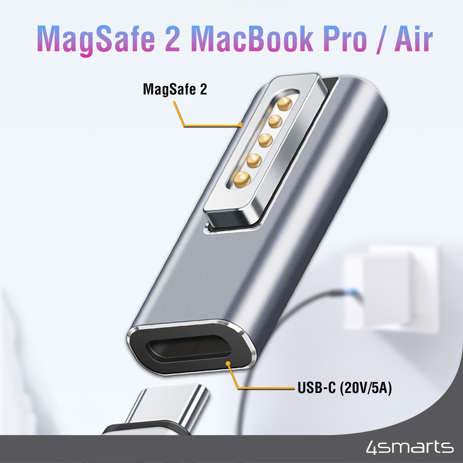 4smarts USB-C adapteris PD 100W Magsafe 2540466 aprašymas - Prekės nuotrauka 4smarts USB-C adapteris PD 100W Magsafe 2540466 aprašymas - Prekės nuotrauka
