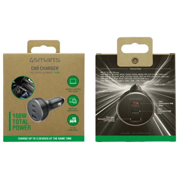 4smarts automobilinis įkroviklis VoltRoad Ultimate 160W juodos spalvos 541224 aprašymas - Prekės nuotrauka 4smarts automobilinis įkroviklis VoltRoad Ultimate 160W juodos spalvos 541224 aprašymas - Prekės nuotrauka