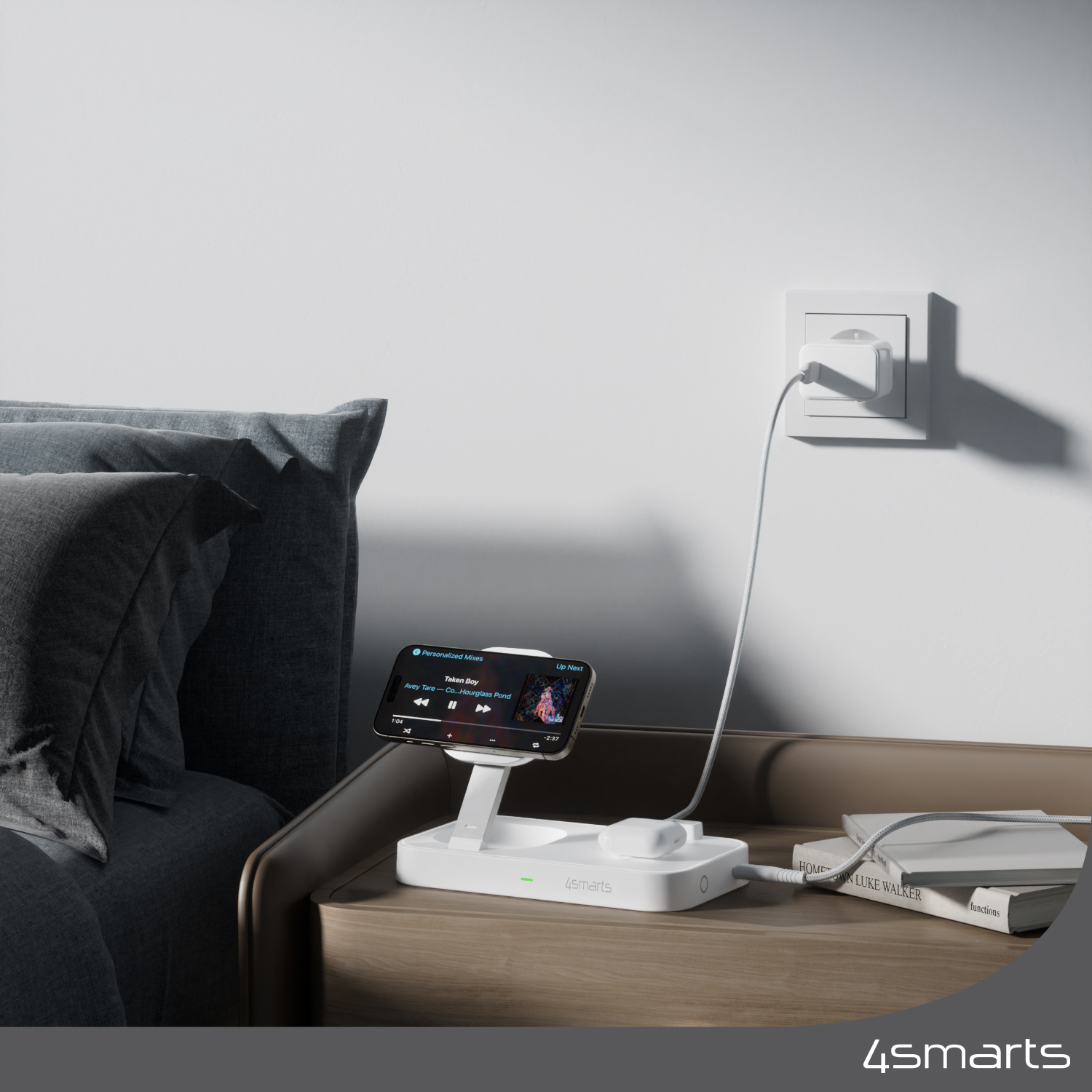4smarts belaidis įkroviklis QI2 Trident 2in1 + USB-C + Laidinis įkroviklis 30W baltos spalvos 540998 aprašymas - Prekės nuotrauka