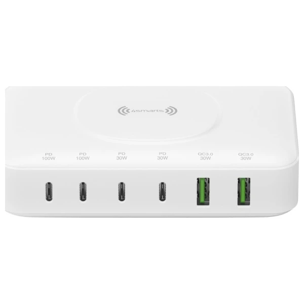 4smarts įkrovimo stotelė 7in1 100W su belaidžio įkrovimo galimybe baltos spalvos 540570 aprašymas - Prekės nuotrauka 4smarts įkrovimo stotelė 7in1 100W su belaidžio įkrovimo galimybe baltos spalvos 540570 aprašymas - Prekės nuotrauka