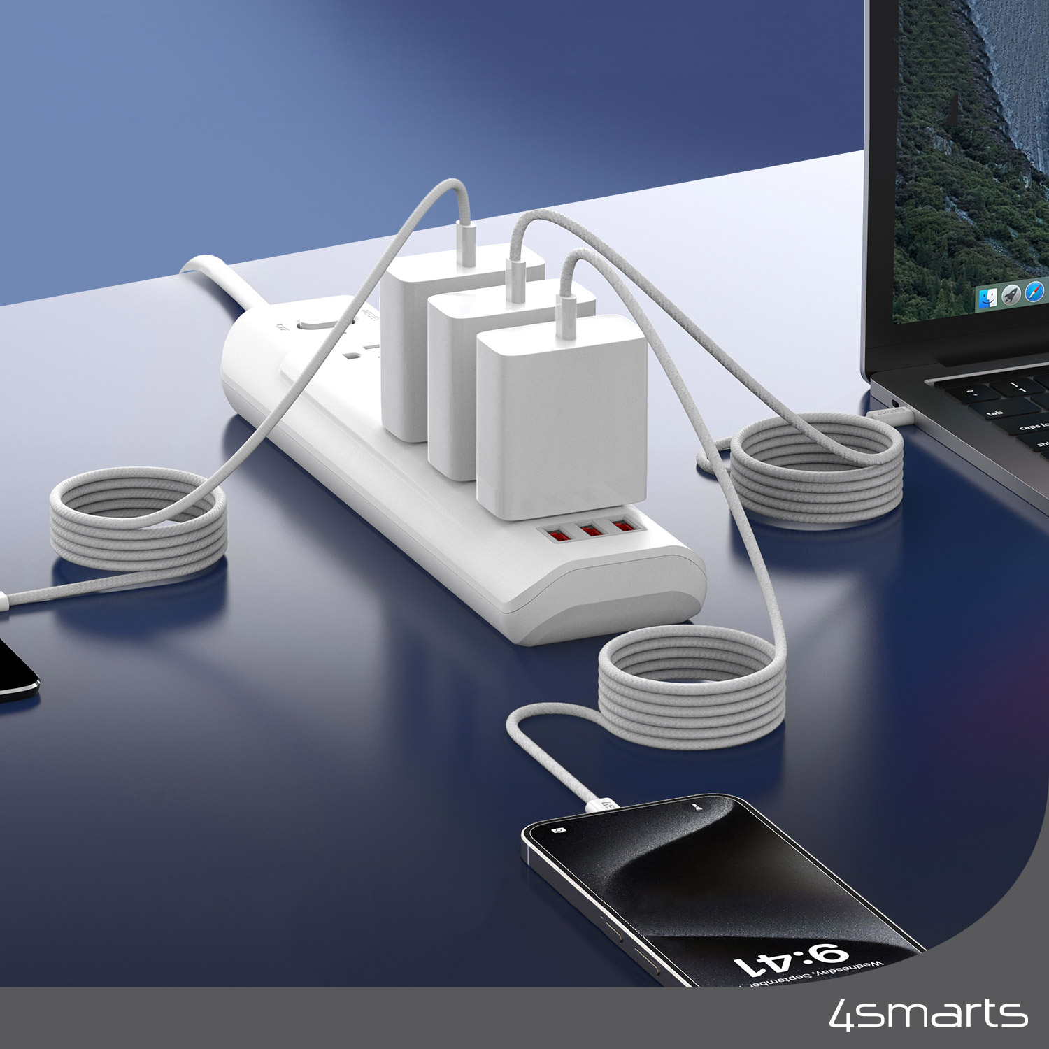 4smarts USB-C laidas 100W 5A 1.5m magnetiniu būdu ištraukiamas balta/baltas 541012 aprašymas - Prekės nuotrauka 4smarts USB-C laidas 100W 5A 1.5m magnetiniu būdu ištraukiamas balta/baltas 541012 aprašymas - Prekės nuotrauka