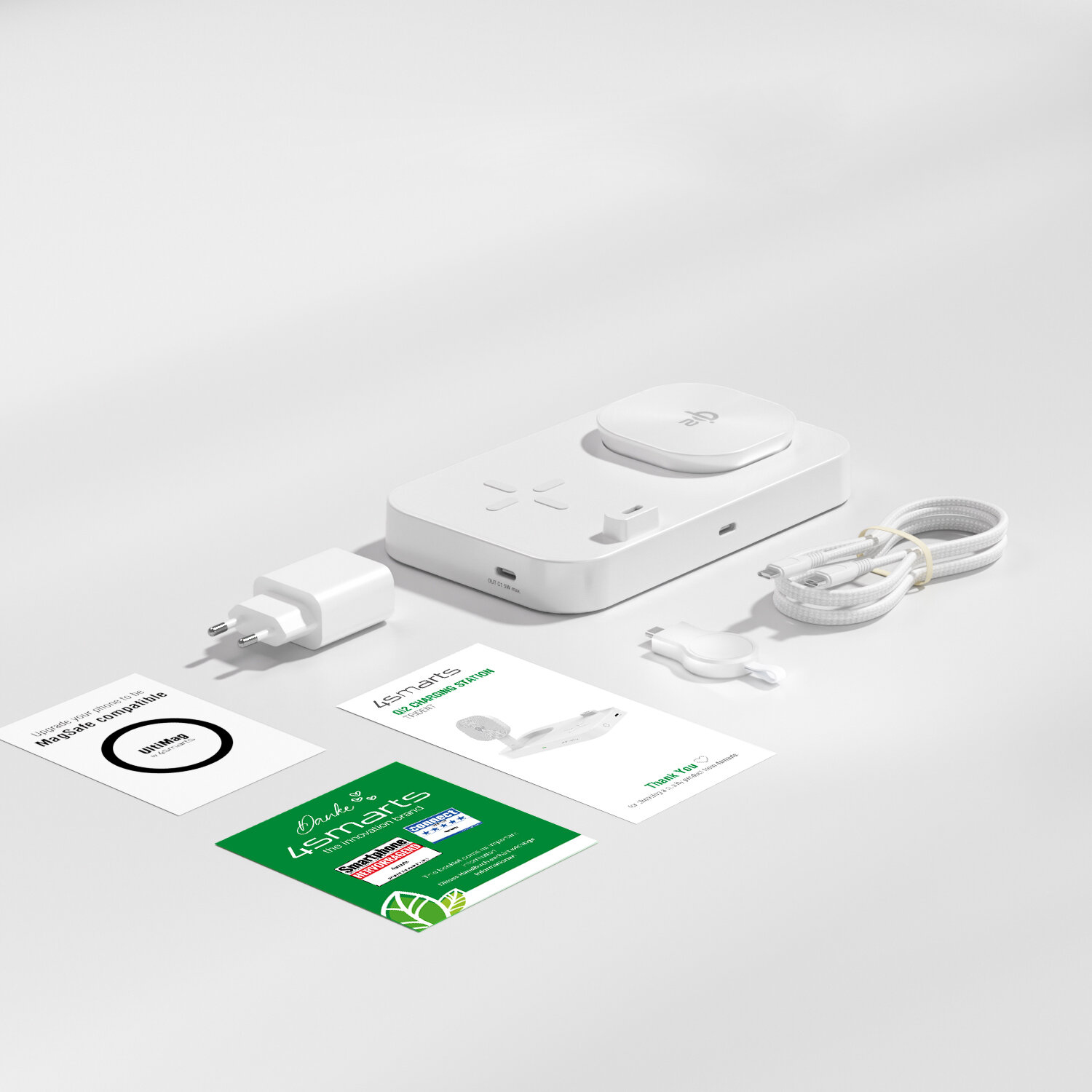 4smarts Qi2 Trident Charging Station with Charger for Galaxy Watch baltos spalvos aprašymas - Prekės nuotrauka