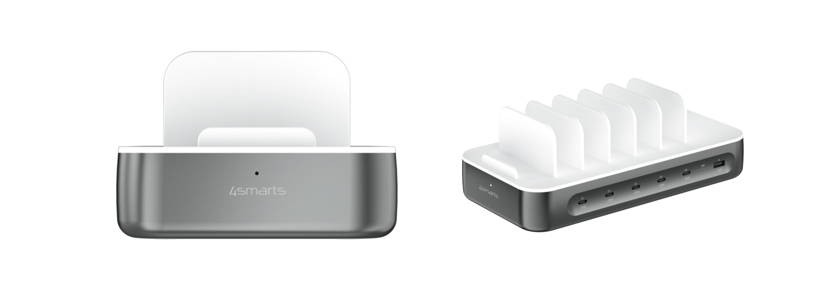 4smarts Team 100W įkrovimo stotelė su kabelių rinkiniu, Space Gray aprašymas - Prekės nuotrauka