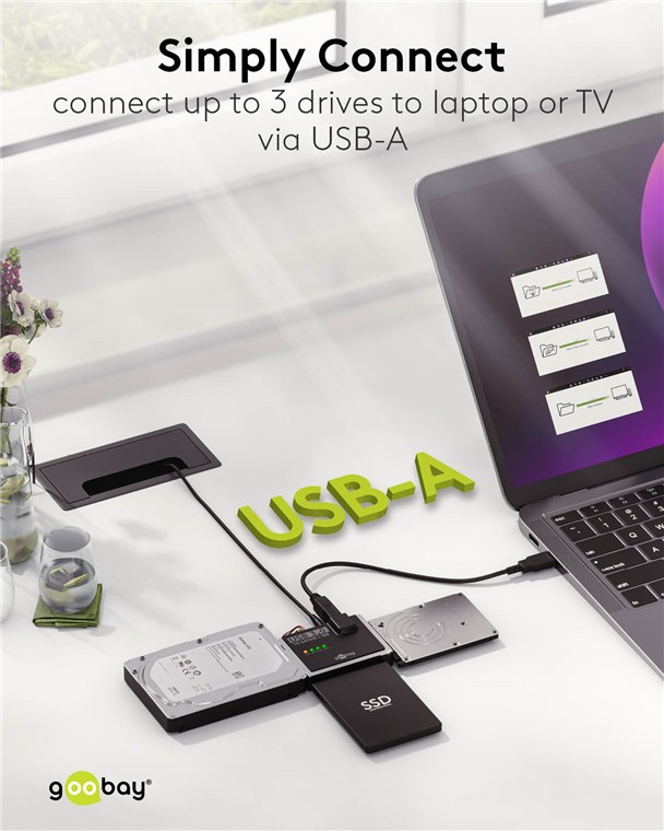 Goobay Adapteris 2.5/3.5″ HDD, SSD diskams USB 3.0 – SATA / IDE aprašymas - Prekės nuotrauka