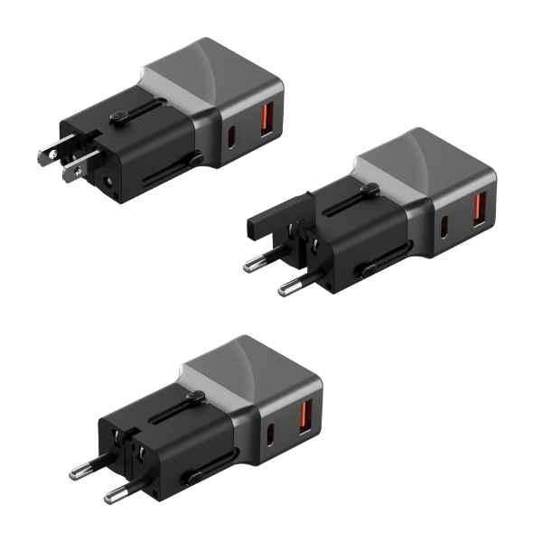 Adapteris Energea TravelWorld 1A1C 25W juodas/tamsiai pilkas aprašymas - Prekės nuotrauka