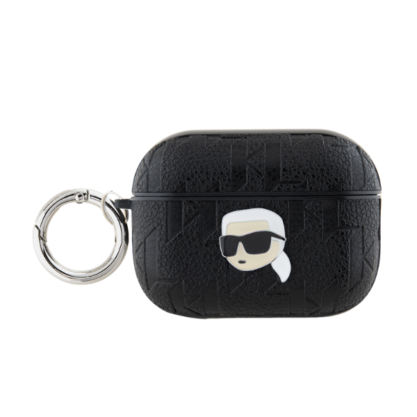 AirPods Karl Lagerfeld Cover Monogram Karl Head ausinių dėklas juodos spalvos aprašymas - Prekės nuotrauka