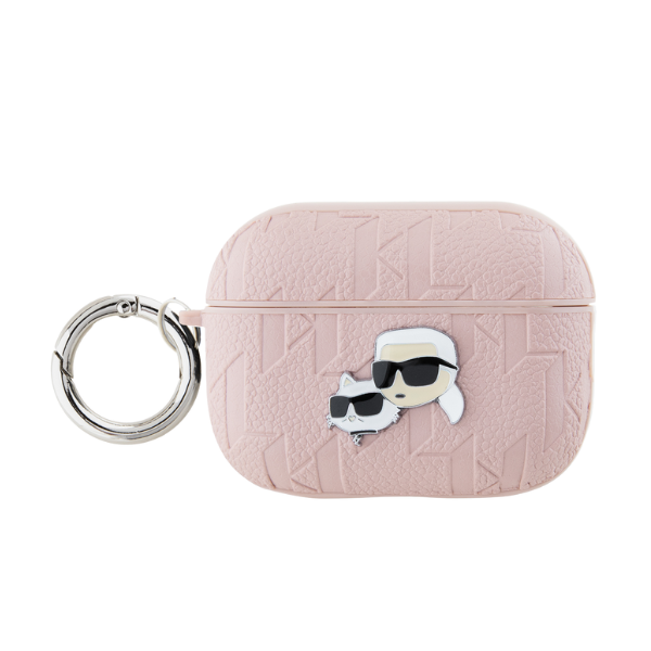 AirPods Karl Lagerfeld dėklas Monogram Karl & Choupette Head ausinių dėklas rožinės spalvos aprašymas - Prekės nuotrauka
