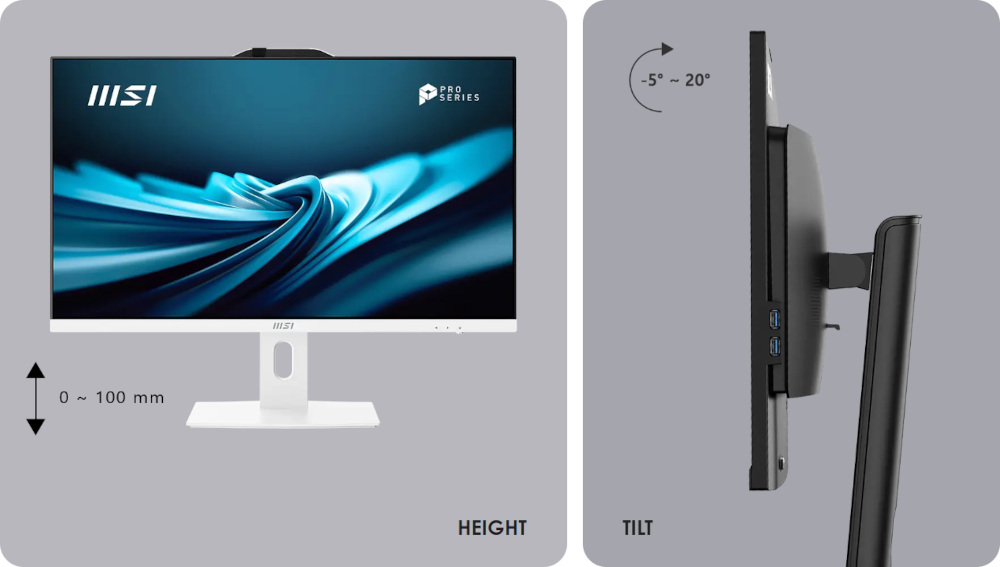 All-in-One Computer MSI PRO AP242P 14M Core i3 / 8 GB RAM / 512 GB SSD / 23.8″ FHD / Windows 11 Pro (Juodas) aprašymas - Prekės nuotrauka