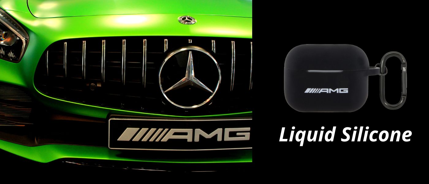 AMG AMAP2RBK AirPods Pro 2 (2022/2023) dėklas juodos spalvos Silicone with baltos spalvos Logo aprašymas - Prekės nuotrauka