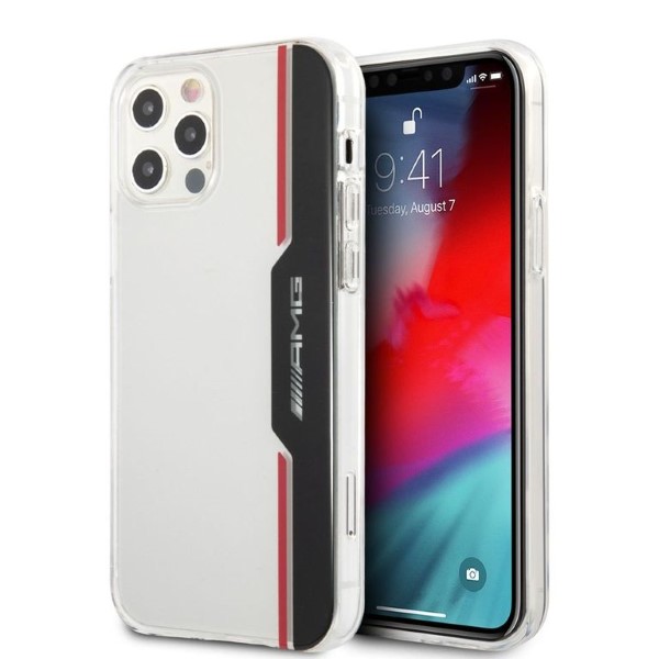 Mercedes AMG AMHCP12MTVLBR Apple iPhone 12/12 Pro 6.1″ skaidrus kietas dėklas with Electroplate Vertical design aprašymas - Prekės nuotrauka
