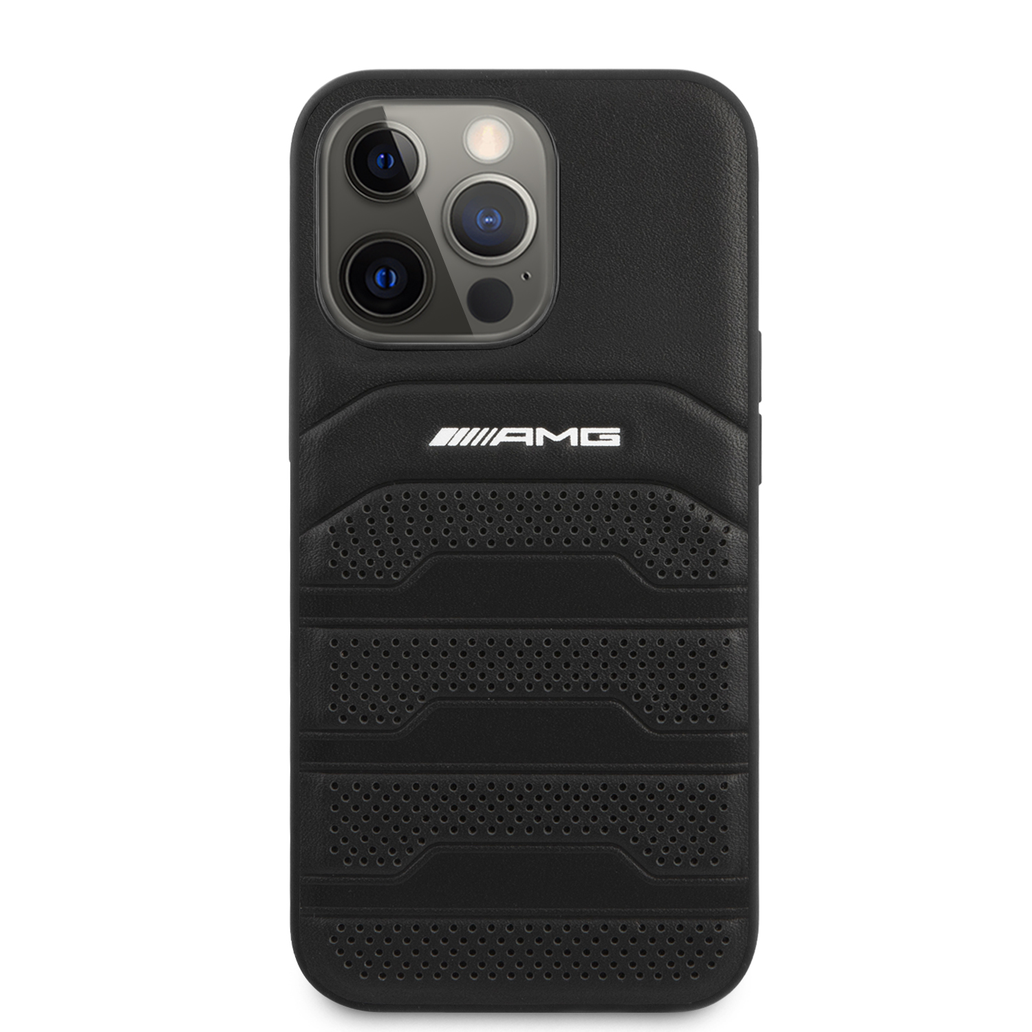 Mercedes AMG AMHCP14XGSEBK Apple iPhone 14 Pro Max 6.7″ juodos spalvos kietas dėklas with Leather Debossed Lines aprašymas - Prekės nuotrauka