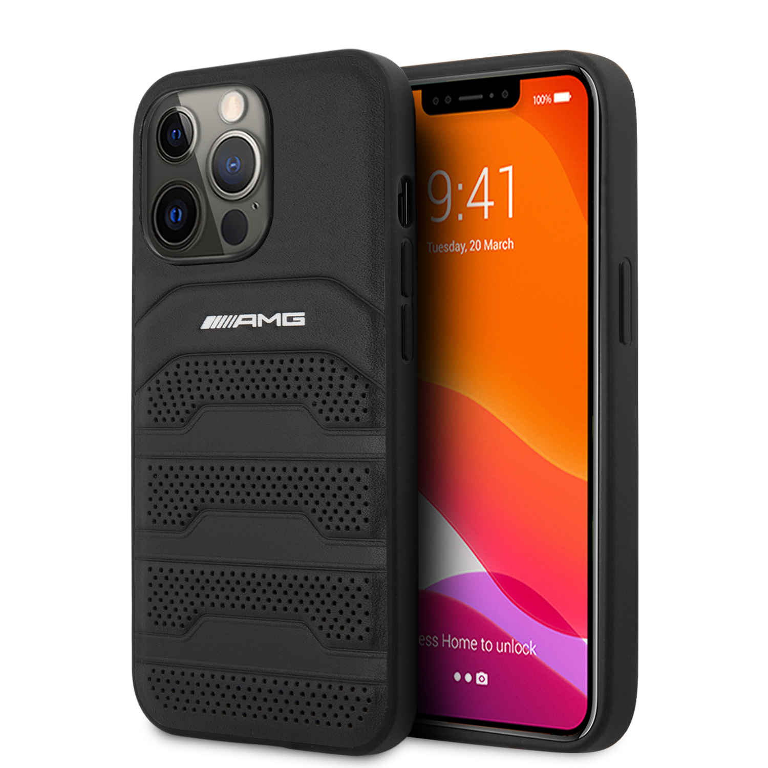 Mercedes AMG AMHCP14XGSEBK Apple iPhone 14 Pro Max 6.7″ juodos spalvos kietas dėklas with Leather Debossed Lines aprašymas - Prekės nuotrauka
