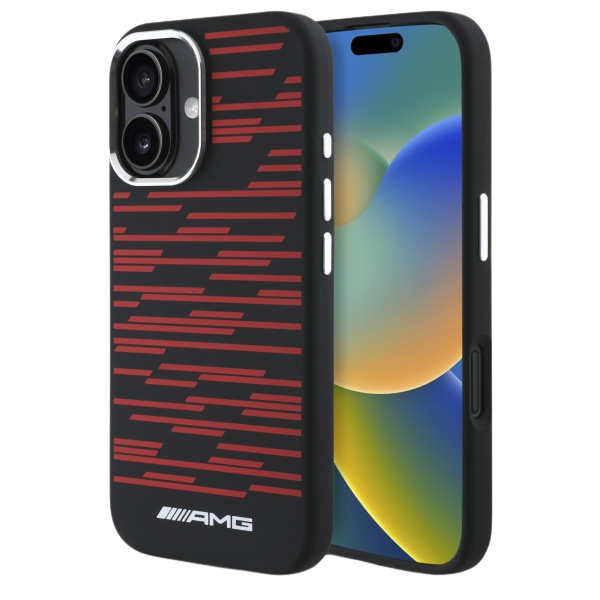 Mercedes AMG AMHMP16S24SSRRK iPhone 16 6.1″ juodos spalvos kietas dėklas Silicone Graphics MagSafe aprašymas - Prekės nuotrauka
