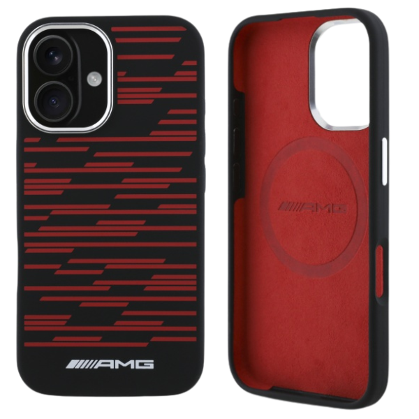 Mercedes AMG AMHMP16S24SSRRK iPhone 16 6.1″ juodos spalvos kietas dėklas Silicone Graphics MagSafe aprašymas - Prekės nuotrauka
