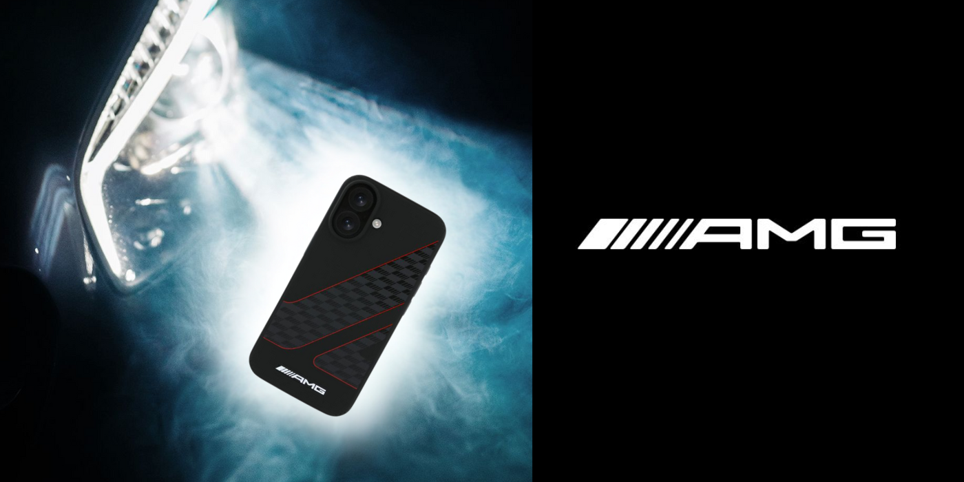 Mercedes AMG AMHMP16S2SCFR iPhone 16 6,1″ juodos spalvos kietas dėklas Checkered Flag Pattern MagSafe aprašymas - Prekės nuotrauka