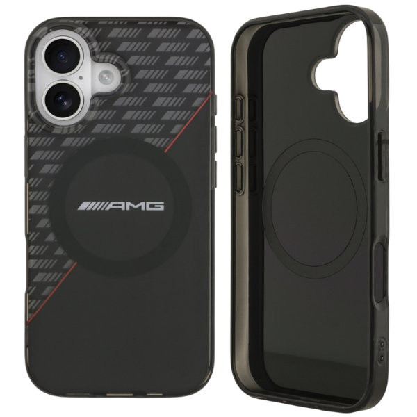 Mercedes AMG Double Layer Transparent Rhombs MagSafe dėklas, skirtas iPhone 17, juodos spalvos-red aprašymas - Prekės nuotrauka