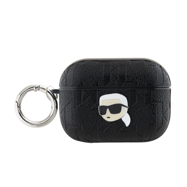 Apple AirPods 3 Karl Lagerfeld Cover Monogram Karl Head ausinių dėklas juodos spalvos aprašymas - Prekės nuotrauka