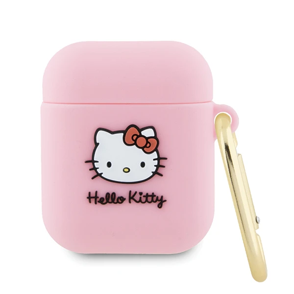 Apple AirPods Hello Kitty Silicone 3D Kitty Head (HKA23DKHSP) ausinių dėklas rožinės spalvos aprašymas - Prekės nuotrauka