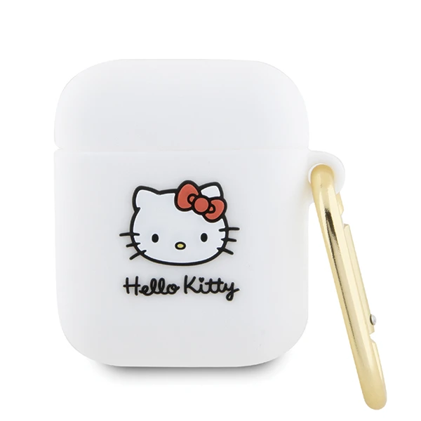 Apple AirPods Hello Kitty Silicone 3D Kitty Head (HKA23DKHSH) ausinių dėklas baltos spalvos aprašymas - Prekės nuotrauka