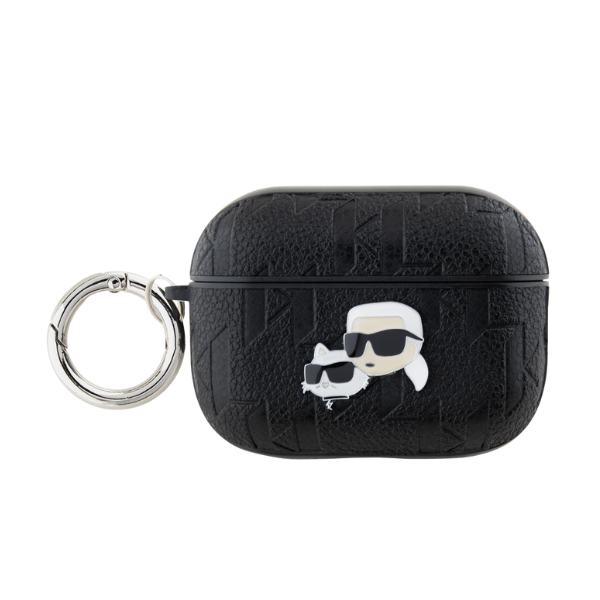 Apple AirPods Karl Lagerfeld Cover Monogram Karl & Choupette Head ausinių dėklas juodos spalvos aprašymas - Prekės nuotrauka