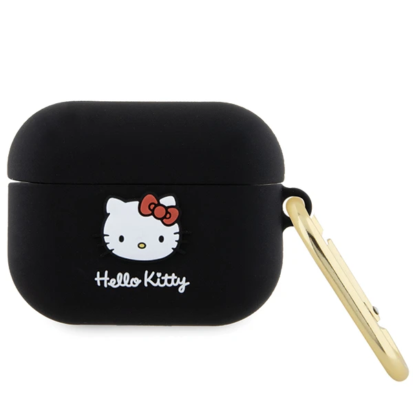 Apple AirPods Pro 1 Hello Kitty Silicone 3D Kitty Head (HKAP3DKHSK) ausinių dėklas juodos spalvos aprašymas - Prekės nuotrauka