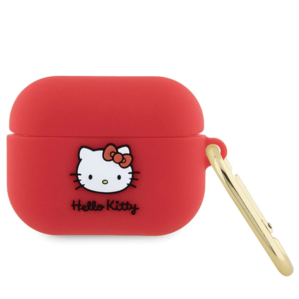 Dėklas „Apple AirPods Pro 1“ ausinių silikoninė 3D „Hello Kitty“ galvutė (HKAP3DKHSF) aprašymas - Prekės nuotrauka