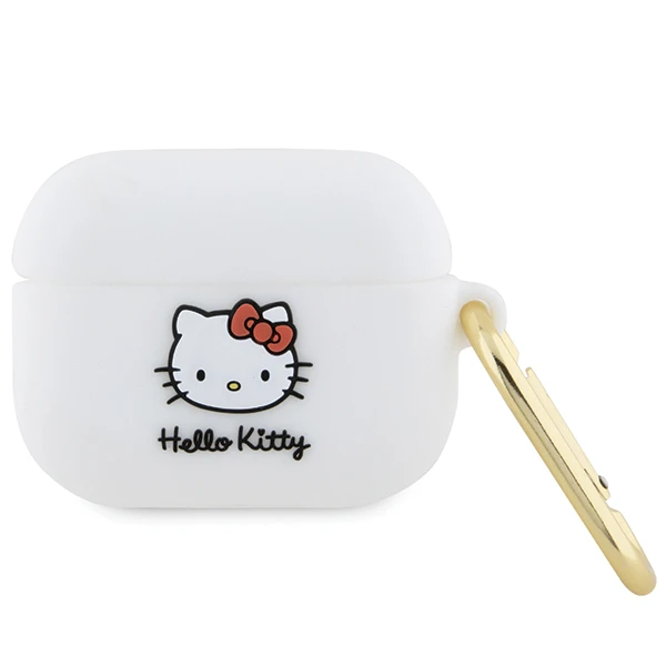 Apple AirPods Pro 1 Hello Kitty Silicone 3D Kitty Head (HKAP3DKHSH) ausinių dėklas baltos spalvos aprašymas - Prekės nuotrauka