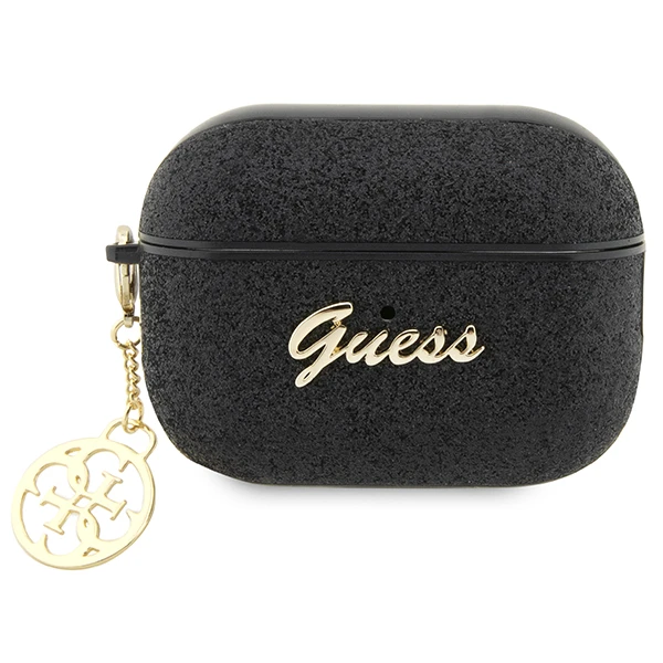 Apple AirPods Pro 2 Guess Glitter Flake 4G Charm (GUAP2GLGSHK) ausinių dėklas juodos spalvos aprašymas - Prekės nuotrauka