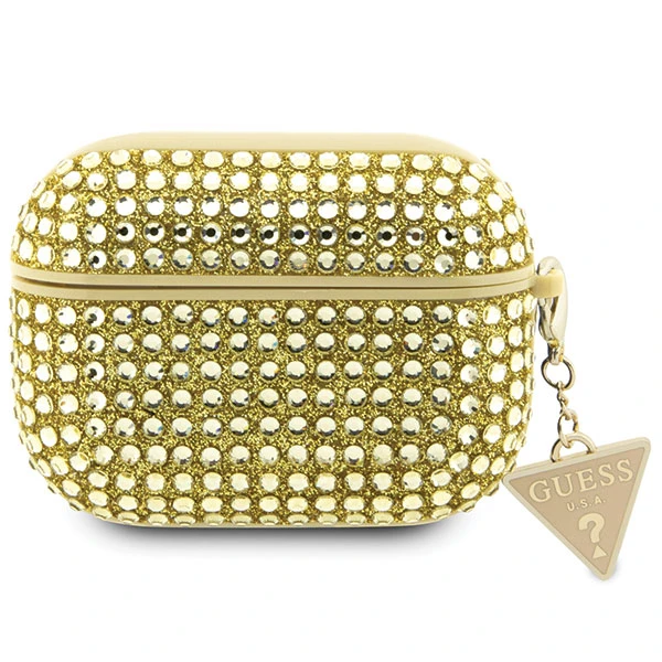 Dėklas Apple AirPods Pro Guess Hardcase Rhinestone Triangle (GUAPHDGTPD) aukso spalvos aprašymas - Prekės nuotrauka