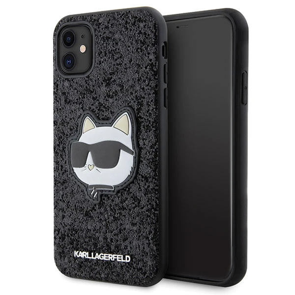 Apple iPhone 11 Karl Lagerfeld dėklas Glitter Choupette Patch (KLHCN61G2CPK) juodos spalvos aprašymas - Prekės nuotrauka