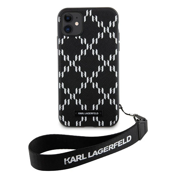 Apple iPhone 11 Karl Lagerfeld dėklas Monogram Losange Saffiano (KLHCN61SAKLMBSK) juodos spalvos aprašymas - Prekės nuotrauka