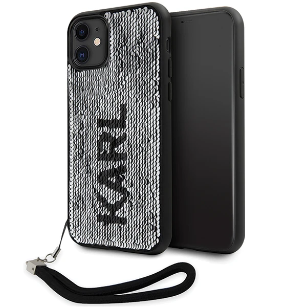 Apple iPhone 11 Karl Lagerfeld dėklas Sequins Cord (KLHCN61PSQRKS) sidabrinės spalvos aprašymas - Prekės nuotrauka Apple iPhone 11 Karl Lagerfeld dėklas Sequins Cord (KLHCN61PSQRKS) sidabrinės spalvos aprašymas - Prekės nuotrauka