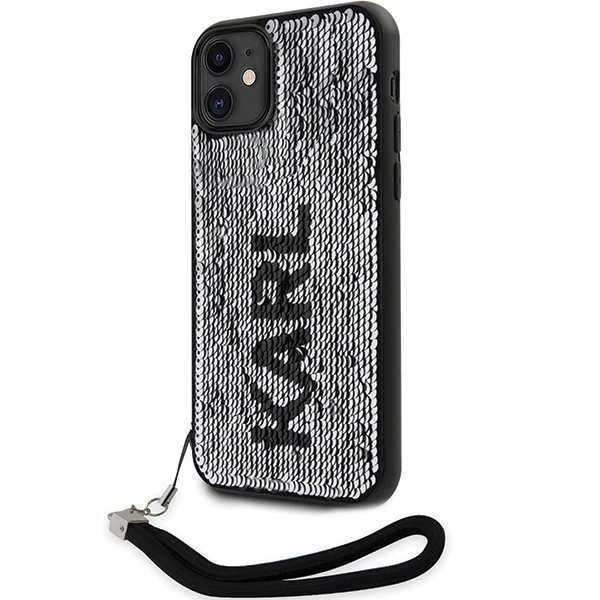 Apple iPhone 11 Karl Lagerfeld dėklas Sequins Cord (KLHCN61PSQRKS) sidabrinės spalvos aprašymas - Prekės nuotrauka Apple iPhone 11 Karl Lagerfeld dėklas Sequins Cord (KLHCN61PSQRKS) sidabrinės spalvos aprašymas - Prekės nuotrauka