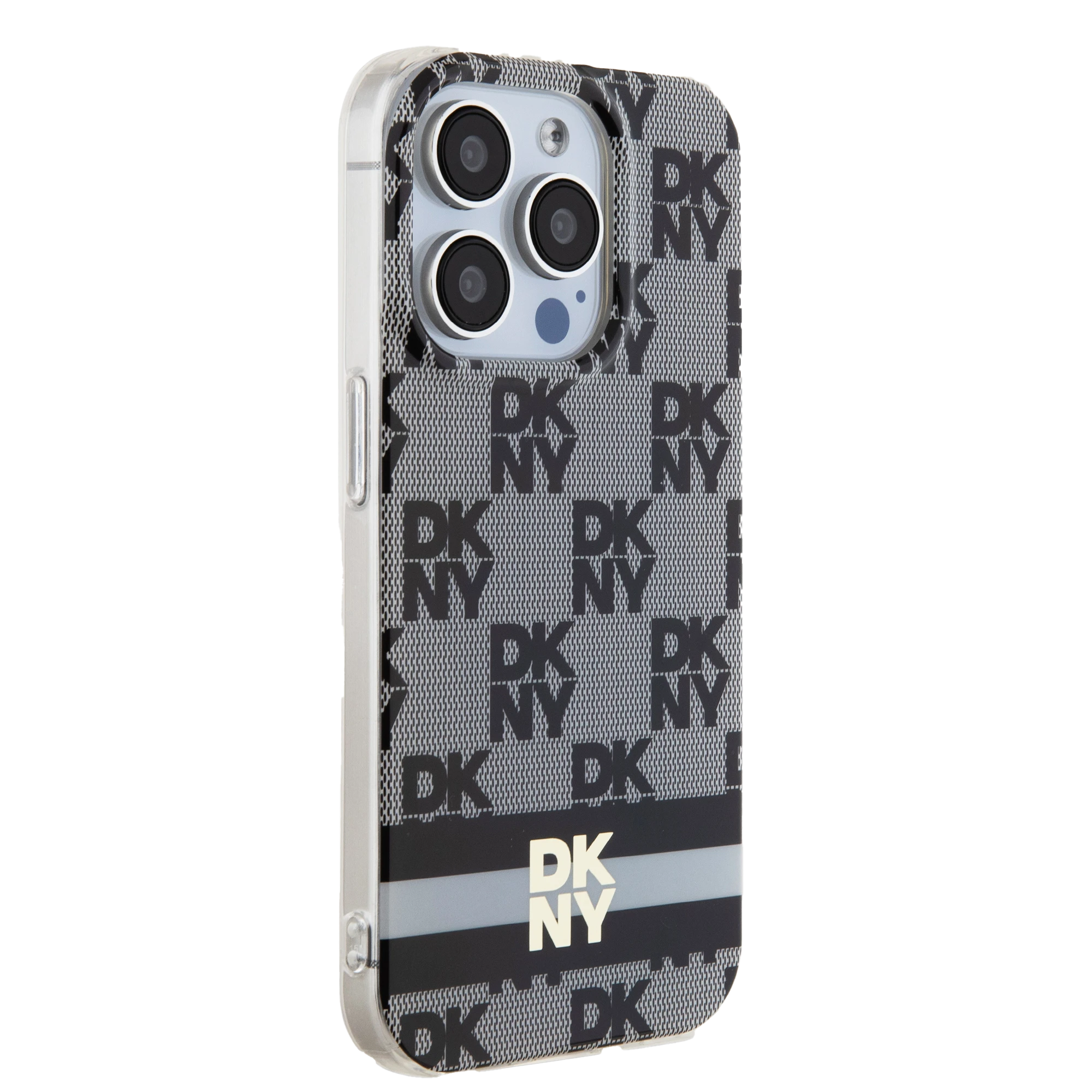 Apple iPhone 11 / XR DKNY dėklas IML Checkered Mono Pattern & Printed Stripes MagSafe (DKHMN61HCPTSK) juodos spalvos aprašymas - Prekės nuotrauka