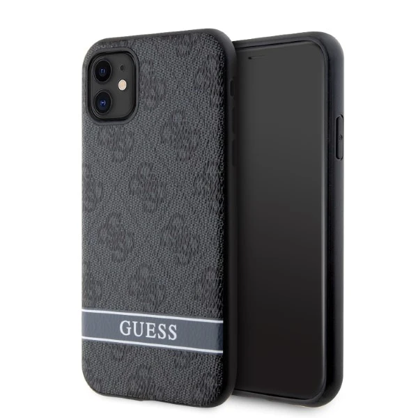 Apple iPhone 11 / XR Guess dėklas 4G Stripe (GUHCN61P4SNK) pilkos spalvos aprašymas - Prekės nuotrauka Apple iPhone 11 / XR Guess dėklas 4G Stripe (GUHCN61P4SNK) pilkos spalvos aprašymas - Prekės nuotrauka