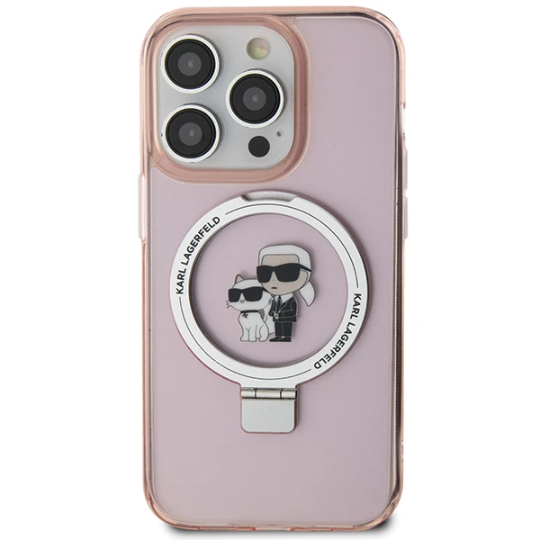 Apple iPhone 11 / XR Karl Lagerfeld dėklas Ring Stand Karl&Choupettte MagSafe (KLHMN61HMRSKCP) rožinės spalvos aprašymas - Prekės nuotrauka