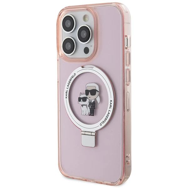Apple iPhone 11 / XR Karl Lagerfeld dėklas Ring Stand Karl&Choupettte MagSafe (KLHMN61HMRSKCP) rožinės spalvos aprašymas - Prekės nuotrauka