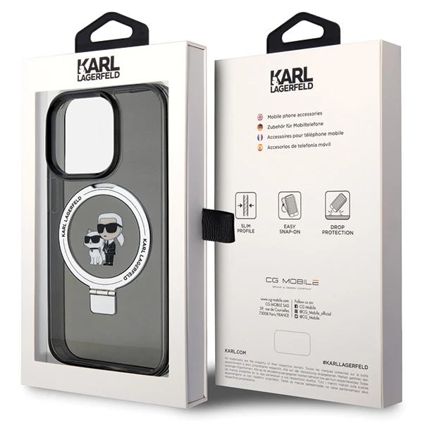 Apple iPhone 11 / XR Karl Lagerfeld dėklas Ring Stand Karl&Choupettte MagSafe (KLHMN61HMRSKCK) juodos spalvos aprašymas - Prekės nuotrauka