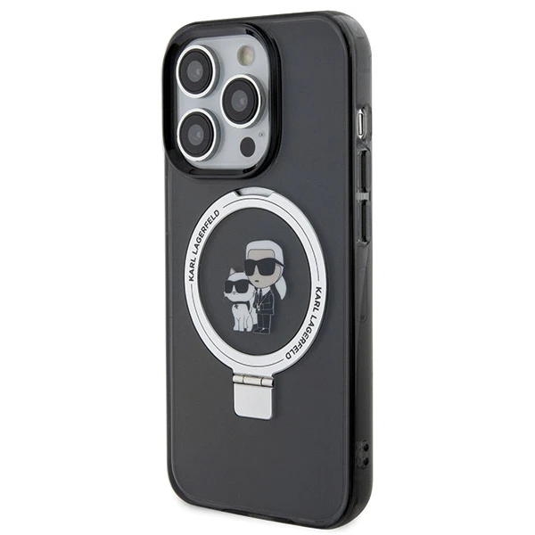 Apple iPhone 11 / XR Karl Lagerfeld dėklas Ring Stand Karl&Choupettte MagSafe (KLHMN61HMRSKCK) juodos spalvos aprašymas - Prekės nuotrauka