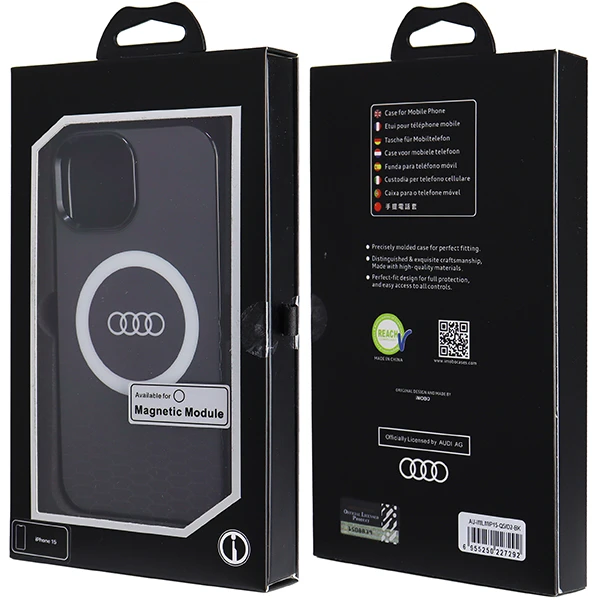 Dėklas Apple iPhone 13 / 14 / 15 Audi IML Big Logo MagSafe (AU-IMLMIP15-Q5/D2-BK) juodos spalvos aprašymas - Prekės nuotrauka