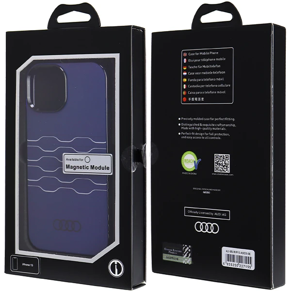 Dėklas Apple iPhone 13 / 14 / 15 Audi IML MagSafe (AU-IMLMIP15-A6/D3-BE) mėlynos spalvos aprašymas - Prekės nuotrauka