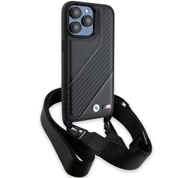Apple iPhone 15 Plus / 14 Plus BMW dėklas M Edition Carbon Stripe & Strap (BMHCP15M23PSCCK) juodos spalvos aprašymas - Prekės nuotrauka Apple iPhone 15 Plus / 14 Plus BMW dėklas M Edition Carbon Stripe & Strap (BMHCP15M23PSCCK) juodos spalvos aprašymas - Prekės nuotrauka